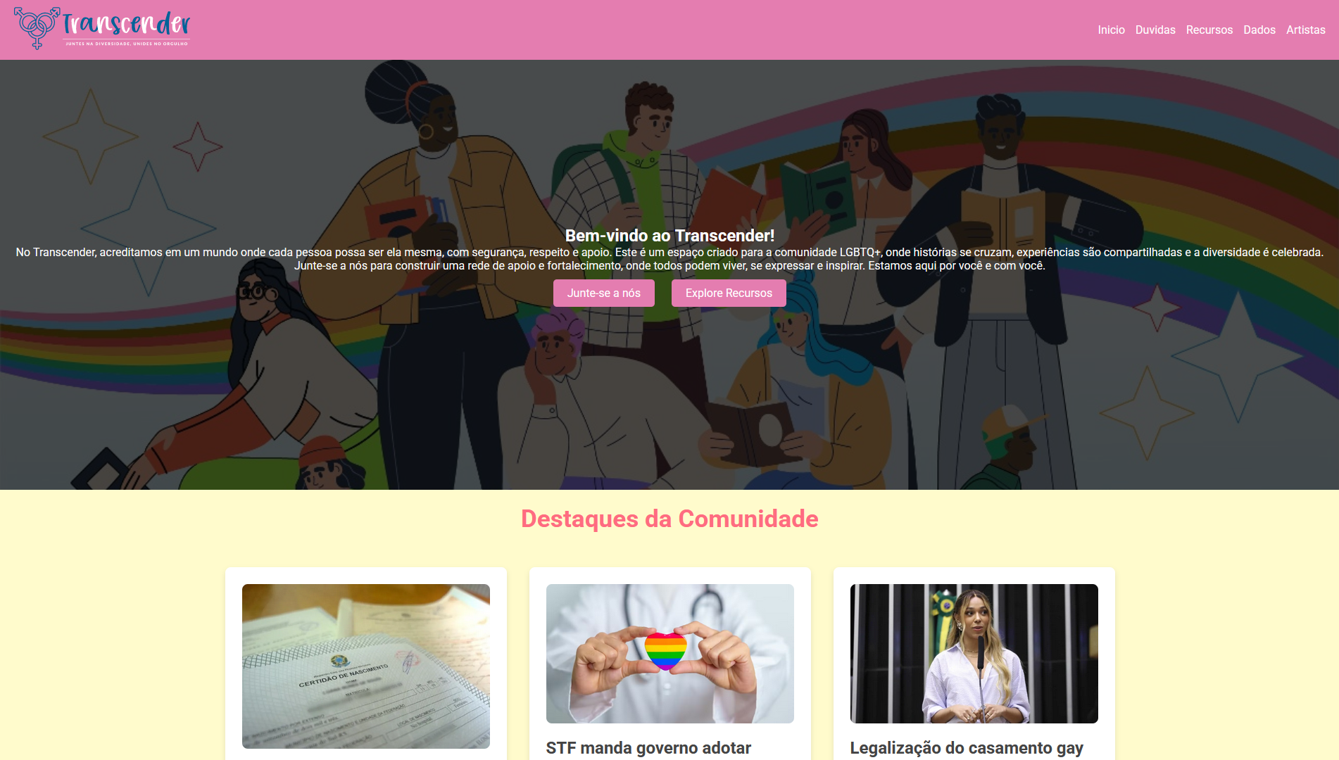 Foto do site Transcender